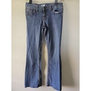 Aéropostale Women's Hailey Skinny Flare 7/8 Denim Vintage Y2K Low Rise Med. Wash